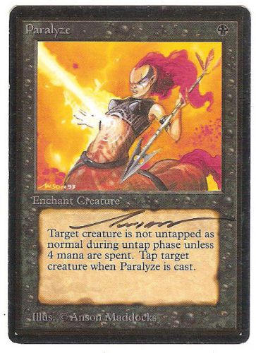 Paralyze - Beta (Anson Maddocks) EX, English x 1 * Signed MTG magic