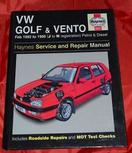 Vw golf   vento haynes manual feb 1992 - 1996 ( j to n reg ) pet + diesel 3097