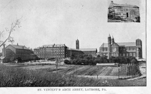 Latrobe, pa. - st. vincent&#039;s arch abbey - postcard