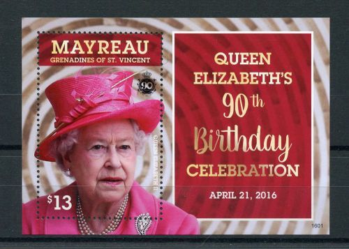 Mayreau Gren St Vincent 2016 MNH Queen Elizabeth II 90th Birthday 1v S/S Stamps