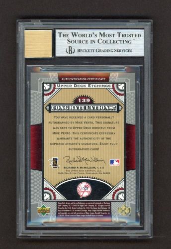 2004 upper deck etchings #139 mike vento rookie autograph bgs   *9937