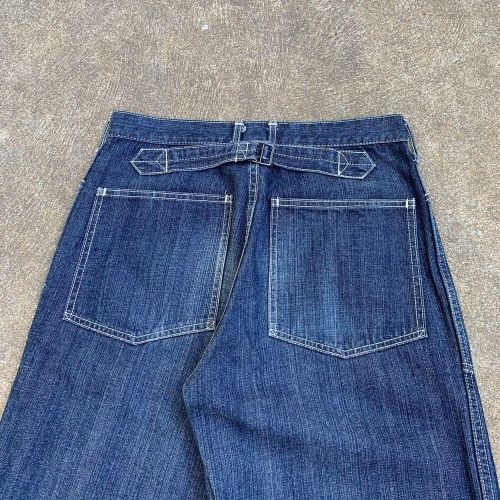 Vintage Cushman Japan M-1930 Denim Baker Pants US Army Buckle Back Repro 29x30