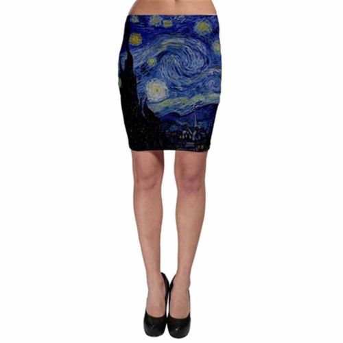 Vincent van gogh starry night bodycon skirt xs s m l xl xxl xxxl