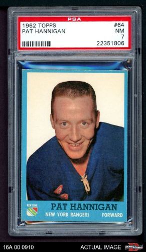 1962 topps #64 pat hannigan rangers-hockey psa 7 - nm