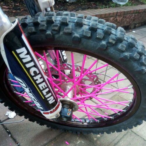 Pink 72Pcs Universal Wheel Spoke Rims Skins Cover Motocross Dirt Bike Cafe Racer