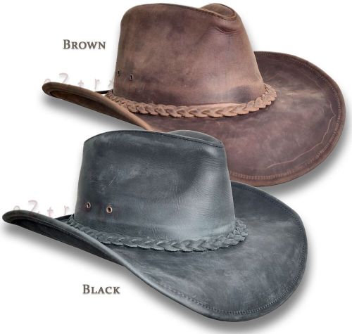 Leather cowboy hat?oztrala? australian outback aussie western men desperado hl33