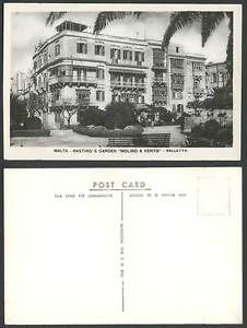 Malta Old Real Photo Postcard Hasting&#039;s Garden Molino a Vento Valletta Buildings