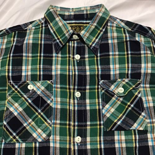 Vintage Style Flannel Plaid Work Shirt CUSHMAN Cotton Made In Japan Size XL