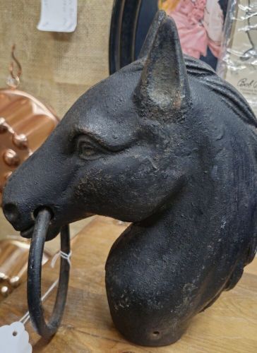 Pair Of Cast Iron Horse Head Vintage Hitching Post Toppers