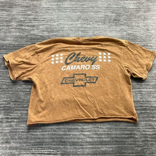 Chevy Camaro SS Shirt Size S Womens Crop Top GM American Classic Chevrolet Brown