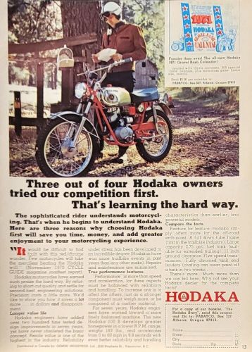 1971 Hodaka 100B 100 B Motorcycle Print Ad