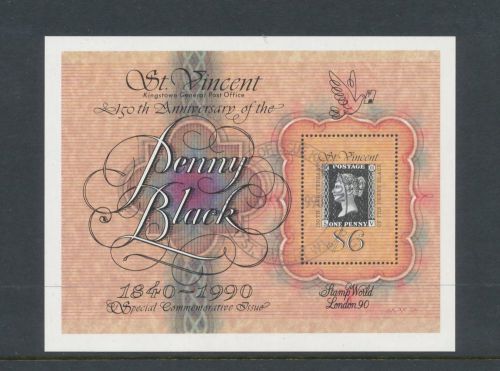 St vincent 1990 150th anniv of the penny black ms used