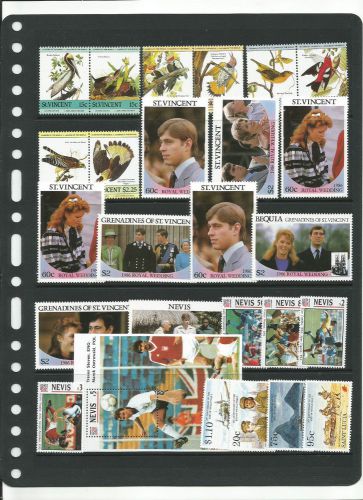 St.vincent,nevis,saint lucia,,lot of stamps, royal wedding.
