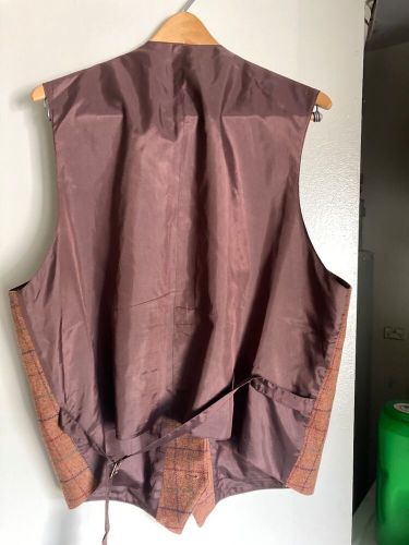 J.Peterman Vest Large Brown Wool Suit Sleeveless Outdoors Casual Preppy Oxford