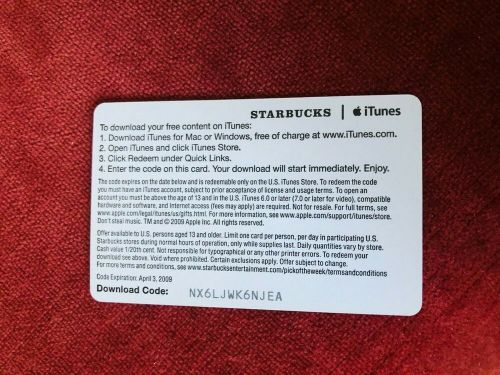 Rare lisa hannigan starbucks/itunes card i don&#039;t know damien rice