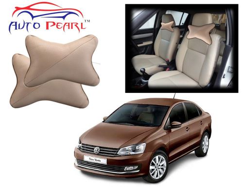 Premium Make Beige Car Neck Cushion/Neck Pillow 2 PCS. For - Volkswagen Vento