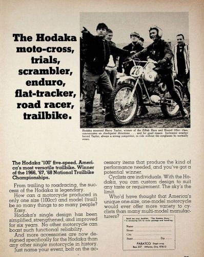 1969 hodaka 100 five-speed - vintage motorcycle ad