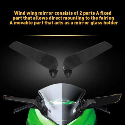 For ninja kawasaki zx14r zx14 2006-2021 wind swivel wing rearview side mirrors