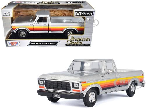 1979 FORD F-150 CUSTOM PICKUP SILVER 1/24 DIECAST MODEL CAR BY MOTORMAX 79346