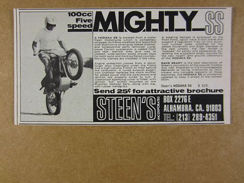 1969 steen&#039;s hodaka ss motorcycle ace 100 conversion vintage print ad