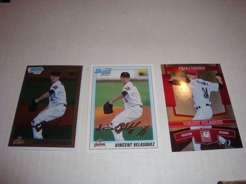 Vincent velasquez  rc lot of 3: (1)2010 1st bowman chrome rookie rc phillies