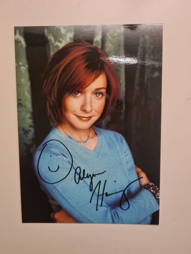 Alyson hannigan (buffy) 5x7 fan card w/ printed signature / autograph