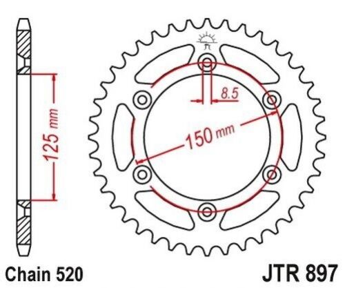 Sprocket 38 teeth division 520 jtr897 for gas gas gas / husaberg / husqvarna / ktm-