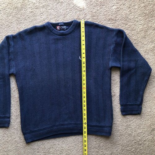 Chaps ralph lauren sweater men large herringbone navy blue crew neck