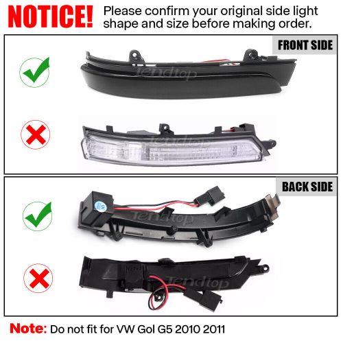 Rear Mirror LED Dynamic Turn Signal Light For VW Golf 4 5 UP Passat B7 Vento