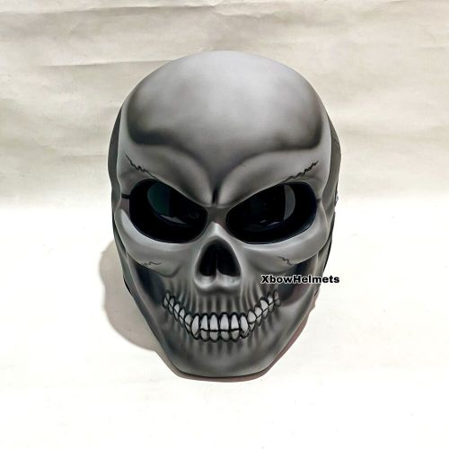 NEW SKULL MOTORCYCLE HELMET CLASSIC GRAY STYLE (DOT &amp; ECE CERTIFIED)