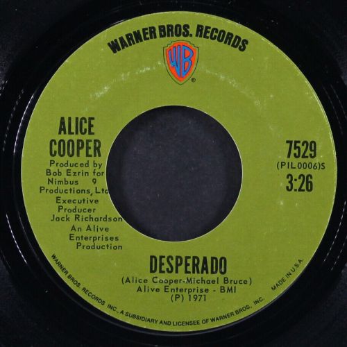 ALICE COOPER: under my wheels / desperado WB 7&#034; Single 45 RPM