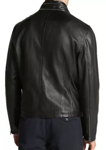 Men&#039;s Stylish 100% Genuine Lambskin Motor Biker Bomber Leather Jacket Black New