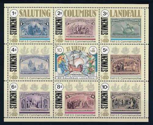 D106656 sailing ships boats discovery of america columbus s/s mnh st.vincent