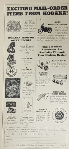 1970 pabatco hodaka sales parts print ad decals patch poster calendar