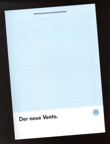 VW Vento technical data equipment brochure 1992 1/92 brochure specifications-