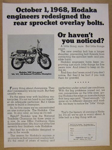 1969 Hodaka 100 Motorcycle photo vintage print Ad