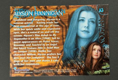 BUFFY THE VAMPIRE SLAYER: ALYSON HANNIGAN WILLOW SEASON ONE AUTOGRAPHED CARD A3