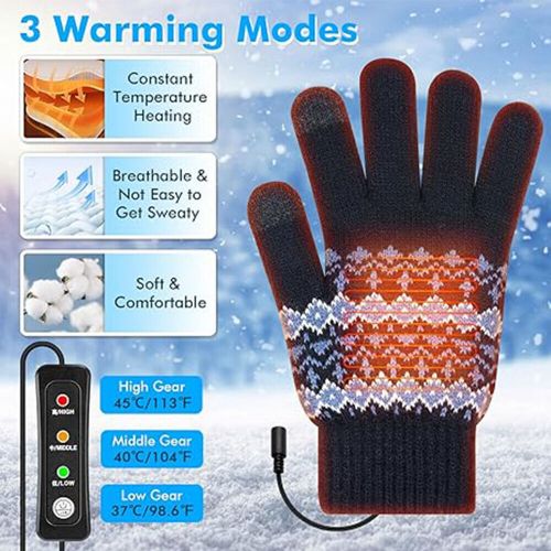 Touch screen usb heated motorcycle gloves warm winter full finger glove washable