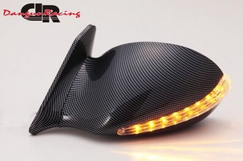 Led side mirror carbon look manual adjust rhd for 92-98 vw golf 3and vento