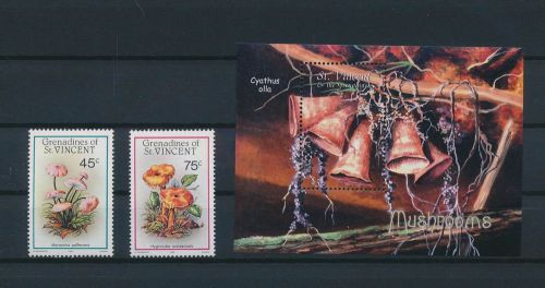 LF26594 St Vincent plants flora nature mushrooms fine lot MNH