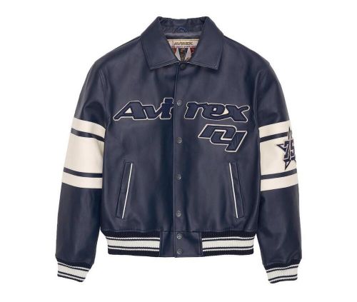 Avirex limited edition city series bronx europeon lamb navyblue leather jacket