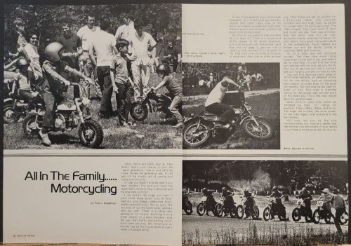 1972 Family Motorcycling Print 3p Article Ad Honda Z50 Yamaha AT1 Hodaka 90