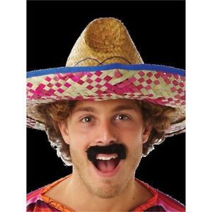 Black desperado mexican moustache - tash fancy dress costume accessory facial