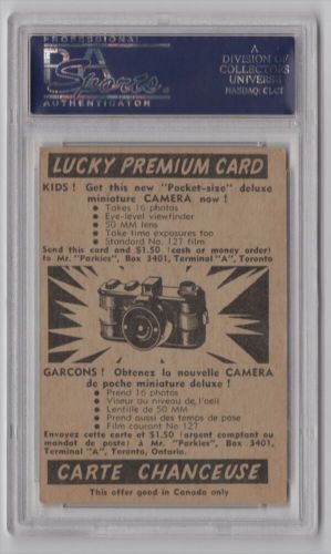 1954-55 PARKHURST LUCKY PREMIUM BACK PSA 4.5 GORD HANNIGAN #27