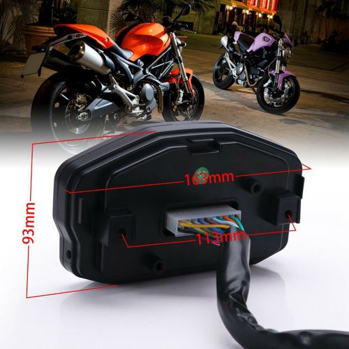 LCD Digital Speedometer Gauge Tachometer Odometer Alarm Backlight For Motorcycle