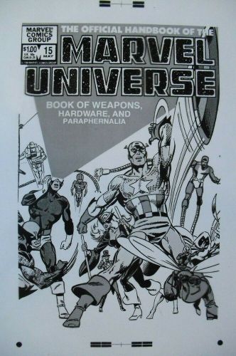 Production Art OFFICIAL HANDBOOK OF MARVEL UNIVERSE #15 cover, ED HANNIGAN art