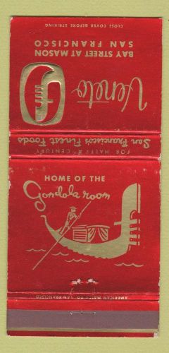 Matchbook Cover - Vento San Francisco CA Gondola Room WEAR 30 Strike #2