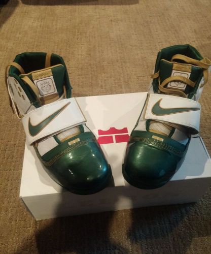 Nike soldier 1 white/green/gold lebron svsm st. vincent mary 2005 sz 10.5 og