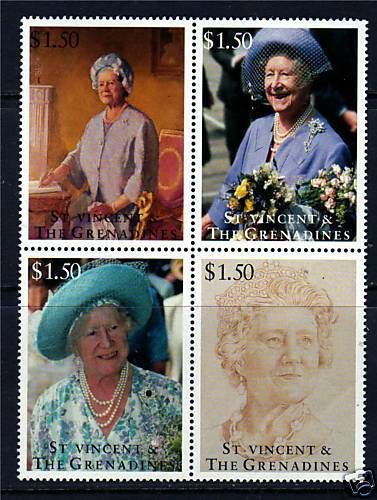 St Vincent 1995 Queen Mother 95th B/day 4v Block SG 2927/30 MNH