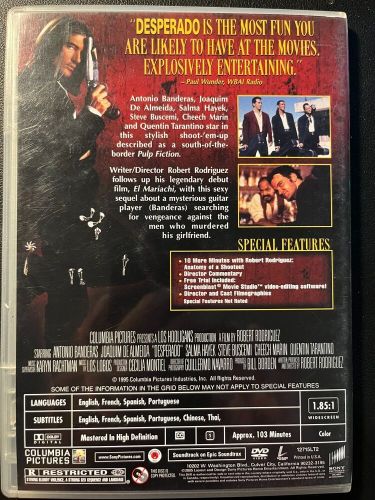 Desperado (dvd, 2003, special edition) antonio banderas salma hayek robert rodri